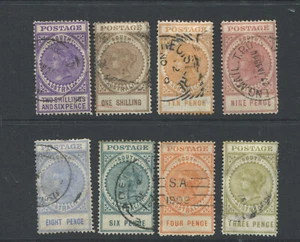 SOUTH AUSTRALIA 1904/12 3D TO 2S 6D LONG TOM ISSUES X 8 DIFFERENT. FINE USED. - Picture 1 of 1