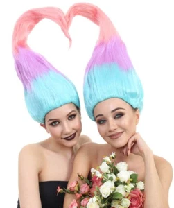 Twin Trolls Wigs – Matching Tall Fuzzy Costume Wigs for Adults - Picture 1 of 22