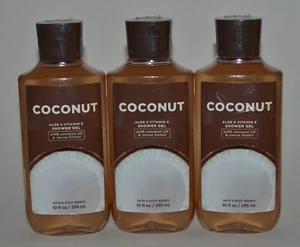 3 NEW BATH & BODY WORKS COCONUT SHOWER GEL WASH ALOE VITAMIN E OIL COCOA BUTTER - Picture 1 of 6
