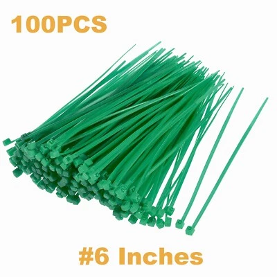AIRSBOGE 6 Inch 100PCS Green Color Durable Nylon Cable Ties Zip Ties UV Resistant