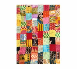 Coperta trapunta assortita patchwork indiana vintage fatta a mano Kantha trapunta - Foto 1 di 8