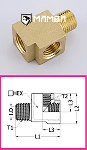 Brass Turbo Adapter Fitting Street Tee 3/8 BSP Male to 3/8 BSP Female (50 pcs) - Picture 1 of 2