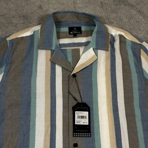 Ben Sherman Button Up Shirt Men's Large Striped Print Stretch Fit Short Sleeve - Picture 1 of 7