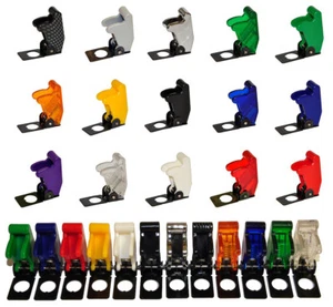 FLIP UP FLICK AIRCRAFT MISSILE 12V/24V CAR TRACK RACE TOGGLE SWITCH COVER GUARD - Picture 1 of 16
