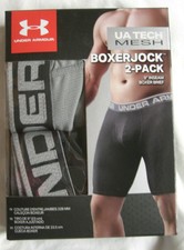 Under Armour Tech Mesh Men's BoxerJock Boxer Brief 2 pack 9" inseam Black Gray
