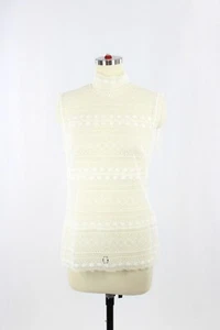 DOROTHEE SCHUMACHER White Sheer Lace High Neck Sleeveless Blouse Top, Size 3/L - Picture 1 of 12