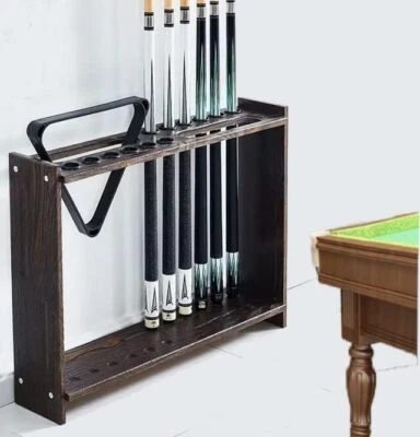 Floor Stand Billiard Pool Cue Racks 12 Pool Billiard Stick Storage Rack Wood - image 1 of 4