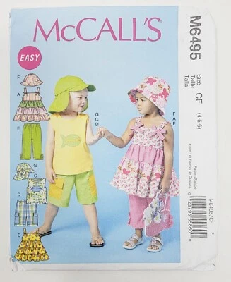 McCall's 6495 Childs Hat Top Pants Shorts Unisex sz 4 5 6 - Image 1 of 3