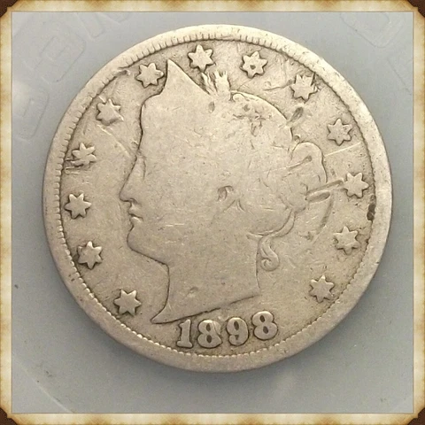 1898 Liberty Nickel  "Actual Coin Pictured" Cover