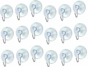 18 Suction Hooks Bathroom Kitchen Holder Sucker Clear Shower Tile Hanger 40mm - Picture 1 of 3