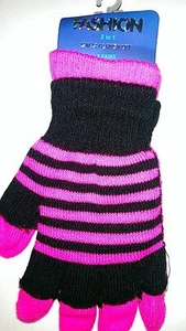 Juego de Guantes Mágicos de Moda 2 en 1 en Negro y Rosa (talla única para todos) - Imagen 1 de 1