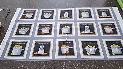 Cuisine Panel 23x42 Charlene Audrey Quilting Treasures Vegetable Black - Image 1 of 4