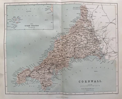 1868 Antique Map; Cornwall - William Hughes - Image 1 of 4