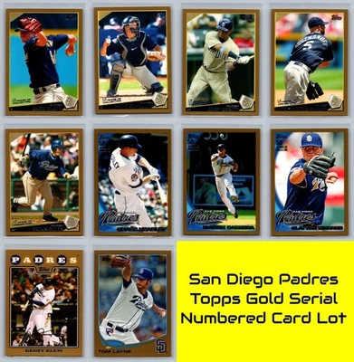 San Diego Padres Topps Gold Serial Numbered #/2009 Baseball Card Lot (10) NM - Image 1 of 4