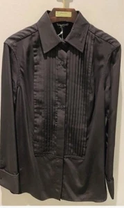 Tom Ford NWT $1790. Black Pleated Front French Cuffs Tuxedo Blouse Size 4 - Picture 1 of 3
