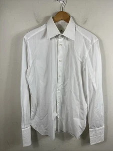 Borrelli Napoli Shirt Mens White Button Up Cotton French Cuff Sz 16/41 (Flaws) - Picture 1 of 13