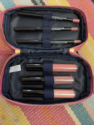 Vtg Laura Geller All About The LIPS 6 Pcs lip liners +lip glosses+ cosmetic bag - Image 1 of 4