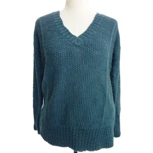 Hollister Deep V Neck Wool Sweater Green Blue - Picture 1 of 5