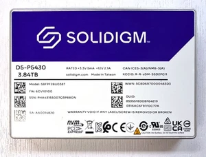Solidigm 3.84TB 2.5" U.2 15mm NVMe SSD, New - Picture 1 of 5
