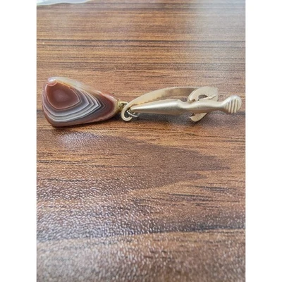 Clip de corbata de piedra pulida colgante vintage Foto 1 de 4