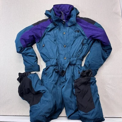 Y2K North Face лыж костюм цельный лыж Snowsuit женщин 8 нагрудник экстремальный винтажный - Изображение 1 из 4