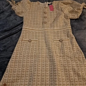 Simply Southern knielanges weiß-goldenes Damenkleid neu mit Etikett Medium - Bild 1 von 10