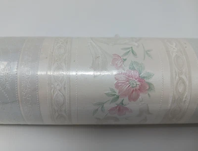 Papel tapiz pastel floral rosa azul satinado texturizado de colección coqueta casa abuela Foto 1 de 4