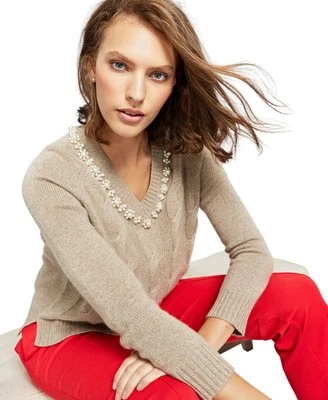 Charter Club女式装饰金属毛衣(香脂米色,X-小号) — 第 1/4 张图片