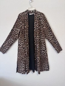 Susan Graver Cardigan Womens Medium Large Brown Black Leopard Print Long Sleeve - Picture 1 of 6