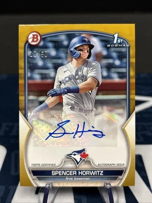 2023 Bowman - Paper Prospect Autographs Spencer Horwitz #PPA-SH Gold Border /50 - Image 1 of 2