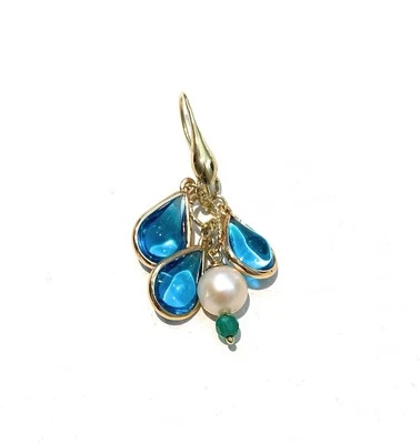 Mono Orecchino diWa Jewels Argento sterling Gocce Cristalli Azzurri Perla - Immagine 1 di 4