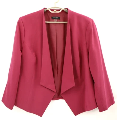 NINE WEST Women's 63% Polyester Blazer Jacket Open Asymmetrical Magenta Pink 18W - Image 1 of 4