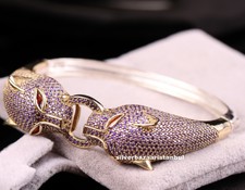 Turkish Handmade 925 Sterling Silver Purple Amethyst Ladies Woman Bracelet Bangl