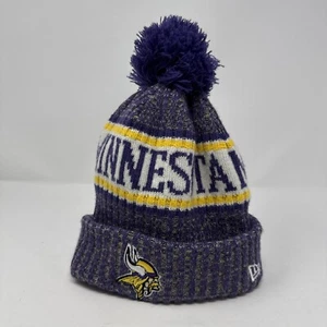 Minnesota Vikings New Era Knit Purple Pom Knit Beanie OSFM One Size Cuffed - Picture 1 of 7