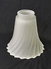 1 Vtg Victorian Art Deco Glass Lamp Shade Frosted Bell Ribbed Swirl 2 1/8 1/4"