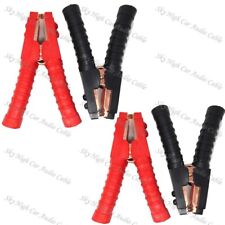 2 Pair 4GA Copper Plated Insulated Car Battery Alligator Clamp 1000A Red Black