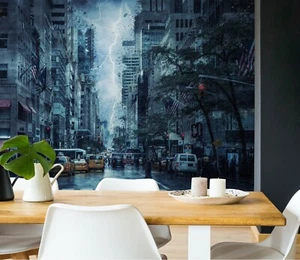 3D Lightning Building ZHU2191 Wallpaper Wall Mural Removable Self-adhesive Zoe - Picture 1 of 5