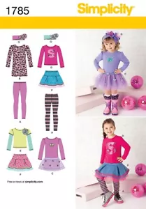 Simplicity 1785 Girl's child's skirt dress Top leggings size 1/2 - 3 Sew pattern - Picture 1 of 4