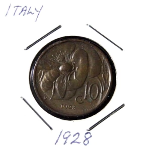 1928-R Italy 10 Centesimi KM#60 Italian World Coin - Picture 1 of 3