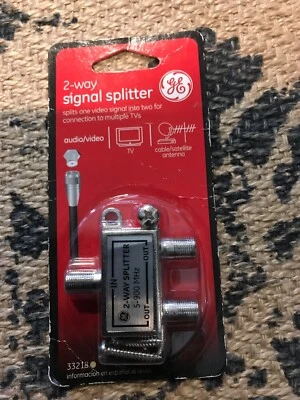 GE 2-Way Signal Splitter 5-900MHz - 33218 Audio/Video/TV/Cable/VCR - Image 1 of 2