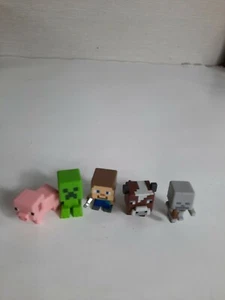 Minecraft Mini figs figures Series 1 Steve Pickaxe Pig Cow Skeleton Creeper - Picture 1 of 9