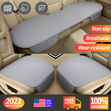 Car Front Rear Seat Cover Breathable Leather/Linen Pad Chair Cushion Full Set Us