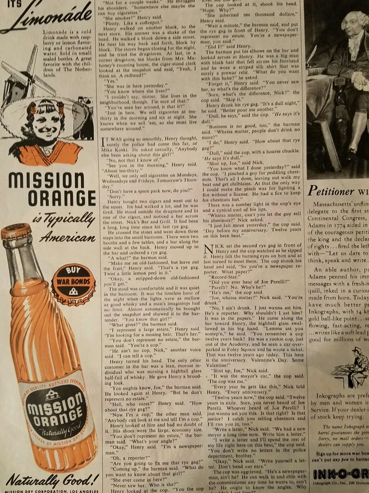 Botella de refresco Mission naranja 1945 en los Países Bajos anuncio original Foto 1 de 1