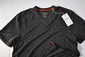 Tommy Bahama T Tee Shirt Cool Tropic V Neck Performance SS New Black Medium M - Picture 1 of 5