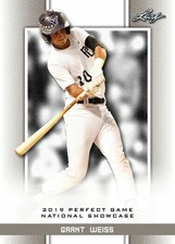 GRANT WEISS 2019 LEAF PERFECT GAME "BLUE" PARALLEL ROOKIE CARD! LTD 45!