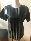 New Alexander Wang Faux Leather Short Sleeves Pleat Box T- Shirt Blouse Size Xs