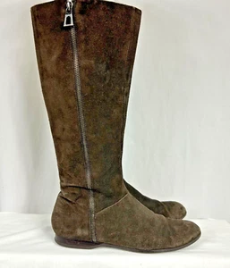 ENZO ANGIOLINI Flat Suede Zip-Up Riding Boots EA7ZEMI-Tall Knee High-Brown Sz 7 - Picture 1 of 11