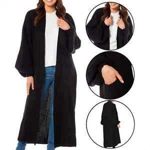 Women Chunky Knitted Oversized Cardigan Ladies Balloon Sleeve Long Maxi Cardigan - Picture 1 of 1