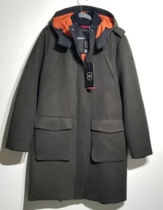 Raro cappotto lungo Victorinox Mission verde militare lana donna XL $695 ☆ nuovo - Foto 1 di 23