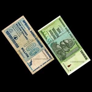 10 Trillion + 100 Billion Dollars Zimbabwe Special Agro Cheque AA 2008 Banknotes - Picture 1 of 3